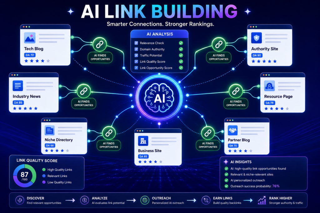 AI Link Building for smarter Connection and Stronger Ranking.