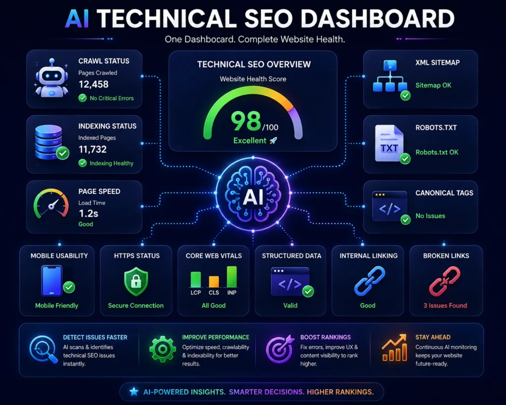 AI Technical SEO Dashboard-One dashboard,complete website health.