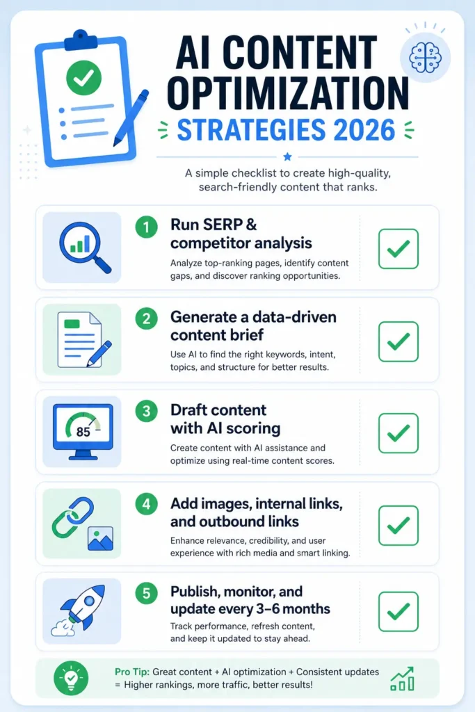 AI content optimization strategies 2026 checklist for content optimization workflow