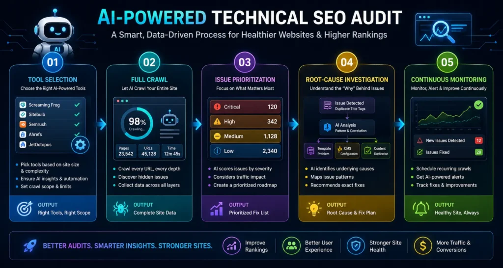 Five-step process for running a technical SEO audit with AI