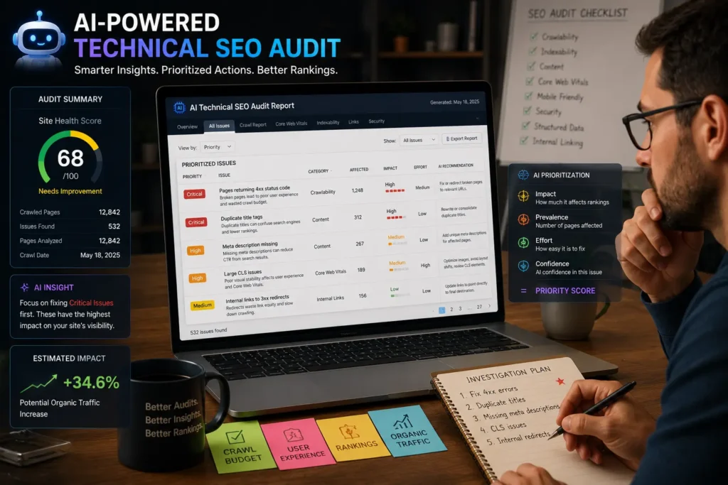 Specialist reviewing an audit report and prioritizing fixes