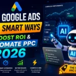 AI Google Ads dashboard showing automated PPC optimization, bidding, ROI, and campaign performance