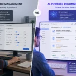 Marketer comparing manual bid adjustments to AI-generated recommendations
