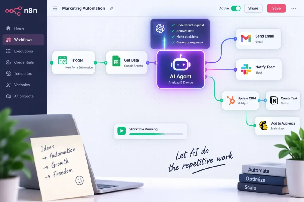 AI-powered workflow connecting multiple business applications