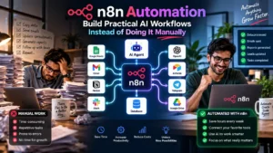 n8n automation connecting AI workflows and business tools to replace repetitive manual tasks