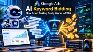 Google Ads Smart Bidding with AI-driven keyword optimization, auction-time signals, and performance insights