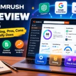 Semrush AI Review 2026 featured image showing AI visibility, SEO, keyword research, pricing, and competitor analysis