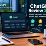 ChatGPT review 2026 showing AI features, real-world use cases, limitations, and value on a laptop